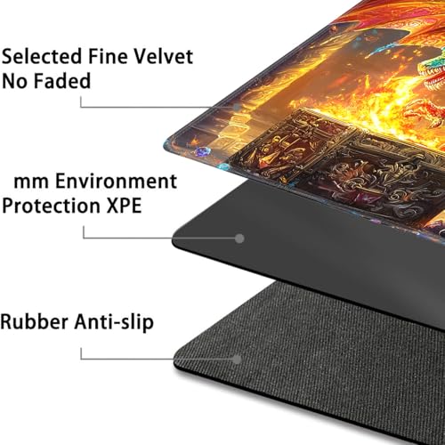 for MTG Game Playmat - 24 x 14 inches with Dices and Storage Bags, Non-Slip Base for TCG and Board Game Card Mats, Trading Card Games Mat, Rainbow Dragon Pattern Collectible Card Playmats - color: Jv-playmat-p7-1-h217