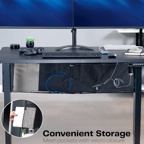 VIVO Black 48 inch Under Desk Privacy and Cable Management Organizer Sleeve, Wire Hider Kit Panel System, DESK-SKIRT-48 - size: 48" Panel