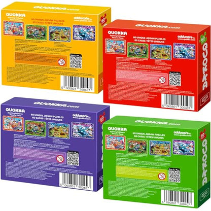 Jigsaw Puzzles for Kids Ages 4-6 - 4 x 60 Piece Kids Puzzles Ages 5-8 | Search and Find Puzzles for Kids Ages 6-8 - Toddlers Puzzles Ages 3-5 Year Old - Forest, Polar, Usa Park and City Animal - color: Animals