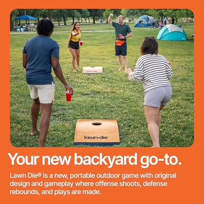 Lawn Die Outdoor Toss Game – Die Meets Cornhole – Portable Folding Board for Yard Games, Beach & Camping - 24 x 46 in Curved Wood Targets & Silicone Dice - style: Two Boards