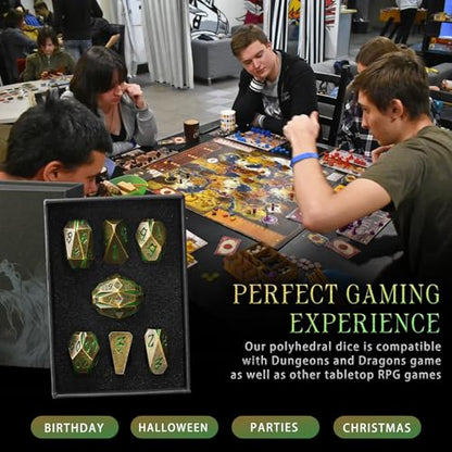ZHOORQI Metal DND Dice Stonehenge Polyhedral Die Set for RPG(Bronze Green | D and D Dice, 7Pcs/Set Unique Cool Dice, Perfect Dice Gifts for Dungeons and Dragons RPG Role Play Games - color: Bronze Green