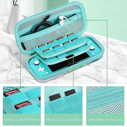 FINTIE Shockproof Carrying Case for Nintendo Switch Lite 2019 | Hard Shell Protective Cover, Portable Travel Storage Bag, Game Card / Micro SD Card Slots, Inner Pocket, Emerald Marble - color: emerald marble