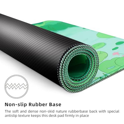 FLY SPRAY Gaming Mouse Pad for Computer,XXL Cute Cat Mousepad Laptop,Green Anime Mouse Mat,Extended Large Black Japanese Keyboard Pads,Non-Slip Mouse Pads for Game Office Home（31.5 x 11.9 in） - color: Black Green Cat