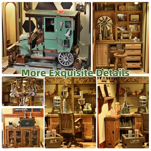 MiniCity Book Nook Kit, DIY Miniature Dollhouse Book Nook Kit with Dust Cover and LED Light-The Radium Lady | 7.1 x 4.3 x 9.1 in; 504 pieces, LED and dust cover; glue/tools and guide included; 6-8 hr DIY build for display, ages 14+. - style: The Radium La
