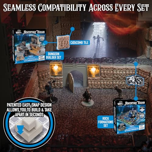 Monster Adventure Terrain - NEW! Dungeon Builder Set (159pc) - 3D Interchangeable Dungeon System w 19 New Tiles - Build Modular Worlds in a Snap & Elevate Your Campaign - Compatible with DND - color: Dungeon Builder Set