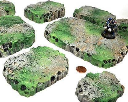 Mossy Stone Stacking Modular Hills Set - - Handmade Terrain for Tabletop War Games and TTRPGs