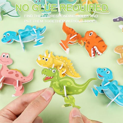 LOMIMOS Educational 3D Cartoon Puzzle,3D Jigsaw Cartoon Model Creative Learning for for Kids Art Crafts Gifts DIY Decoration (Dinosaur) - style: dinosaur