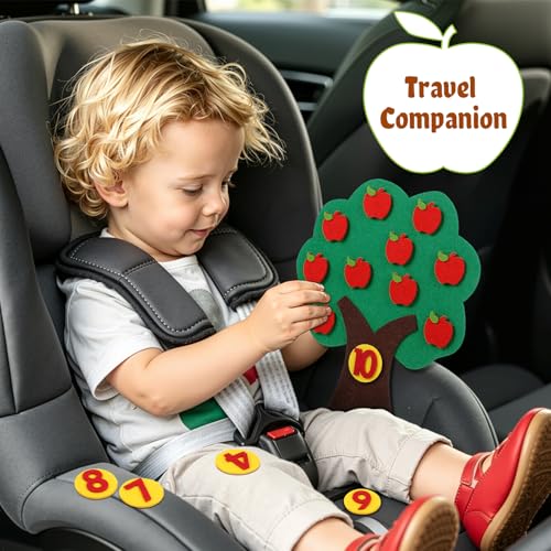MAGICLULU Felt Apple and Number Tree, Kids Math Numbers Counting Game Toy Set, Toddler Felt Board for Preschool Early Educational Classroom and Home Learning Aid