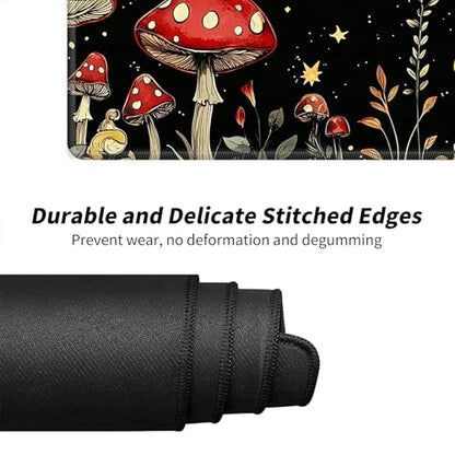 Mushrooms Snails and Moths for MTG & TCG Playmat Mouse Pad,BFDHGQZC 24" x 14" Game Mat for MTG/RPG/CCG Trading Card Game Playmats Table Mat Perfect for Card Games Video Games Computer Office - color: Mushrooms Snails and Moths