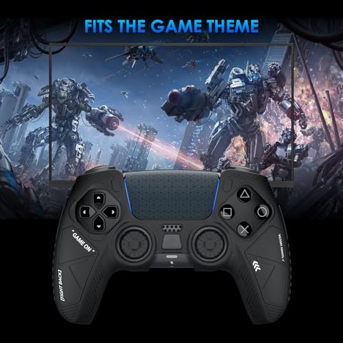 Anti-Slip Silicone Protective Skin for PS5 Controller, Soft Rubber Grip Cover Case for PlayStation 5 DualSense Wireless Controller with 4 Thumb Grip Caps & 4 Touchpad Stickers