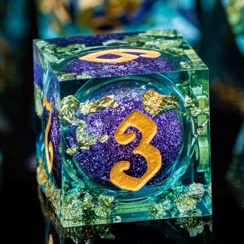 ARUOHHA Liquid Core DND Dice Set, 7pcs Resin Sharp Edged Dragons Dice RPG Role Playing Games, Purple Blue Polyhedral Dungeons D and D Dice with Gift Box D20 D12 D10 D8 D6 D4 - color: Purple Blue