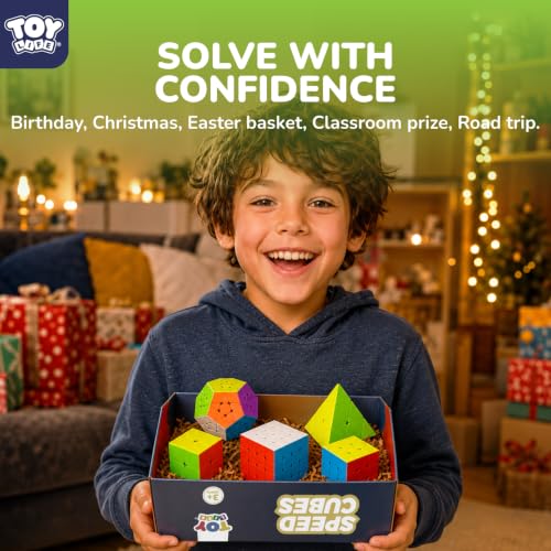STEAM Life Speed Cube Set, Speed Cube Set of 2x2 3x3 4x4 Megaminx and Pyramid Cube Smoothly Stickerless Magic Cubes Collection for Kids & Adults - color: 5 Pcs