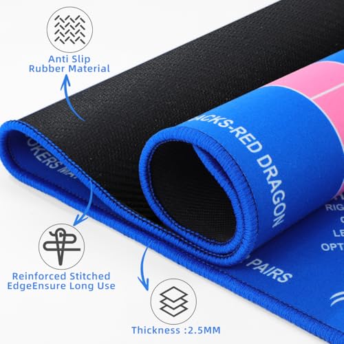 PRETYZOOM 33x33 Inch Mahjong Mat with Drawstring Bag for American Chinese Board Games with Rules, Thick Rubber Non-Slip Square Table Cover, Portable Noise Reduction Edge Stitched Pad, Navy Blue