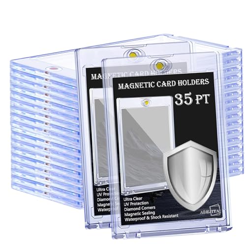 10-Pack Magnetic Card Holder for Trading Cards, 35pt Ultra Clear One Touch Card Holder, U-V Protector Hard Plastic Card Sleeves, Display Cases for Baseball Cards, Game Cards, Sports Cards - size: 10