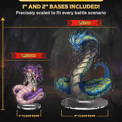 Monster Villains Miniatures Set, 10 Flat Minis with Bases for Tabletop RPG, 2D Fantasy Monster & Villain NPC Minis, D&D Compatible, 2D Pathfinder & 5e Miniatures for TTRPG