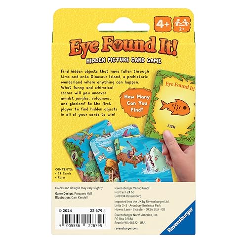 Ravensburger Dinosaur Island Eye Found It! Card Game - Fun Dinosaur Spot It Game for Kids & Families - Promotes Focus and Memory - Ages 4+