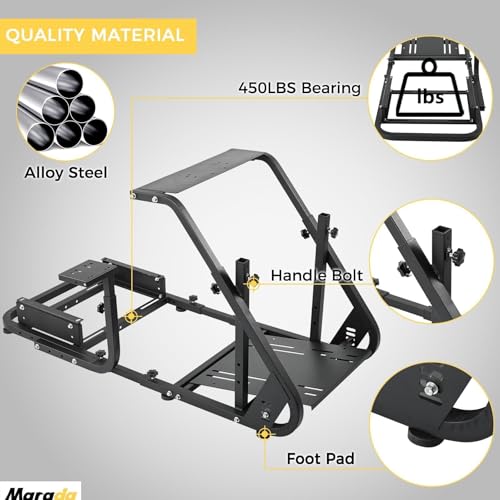 Marada Reinforced Stabilizing Racing Steering Wheel Cockpit Fit for Fanatec | for PXN, for Thrustmaster, for Logitech Device Adjustable Driving Simulator Stand, Wheel Pedal Handbrake Not Included