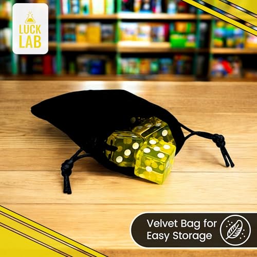Luck Lab 10 Piece 19 mm Dice Pack - Acrylic and Translucent D6 Dice, Square w/Rounded Edge for Casino, Craps, RPG MTG DND Dice Table Games and Board Games (Yellow) - color: Yellow