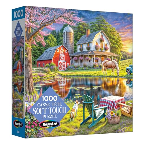 RoseArt Soft Touch Backyard Country Farm Scene 1000 Piece Jigsaw Puzzle for Adults - style: Backyard