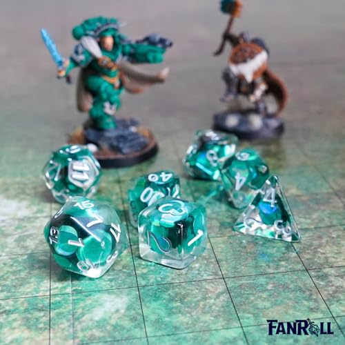 FanRoll 16mm Resin Poly DND Dice Set: Mermaid Scales, Role Playing Game Dice for Dungeons and Dragons