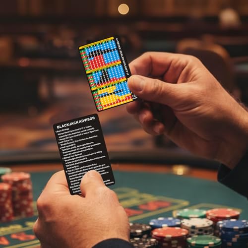 Casino Game Reference Cards, Blackjack and Poker Styles | Pocket-size PVC reference cards with protective sleeve options for blackjack strategy or Texas Hold'em hand rankings - style: Blackjack strategy
