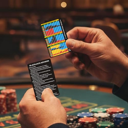 Casino Game Reference Cards, Blackjack and Poker Styles | Pocket-size PVC reference cards with protective sleeve options for blackjack strategy or Texas Hold'em hand rankings - style: Blackjack strategy