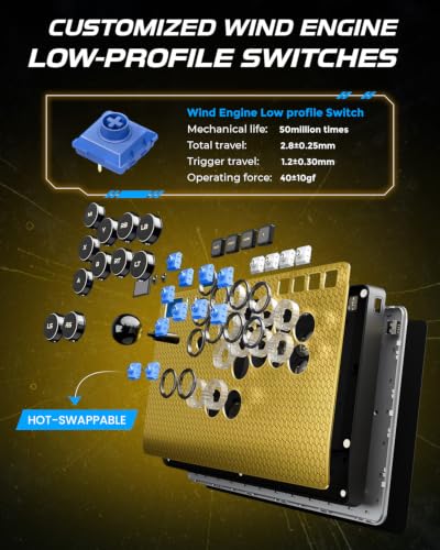 Sehawei Haute42 C-AS Magnetic Arcade Stick, Aluminum Leverless Fightstick for PC/PS3/PS4/Switch, Hot Swap, SOCD Support