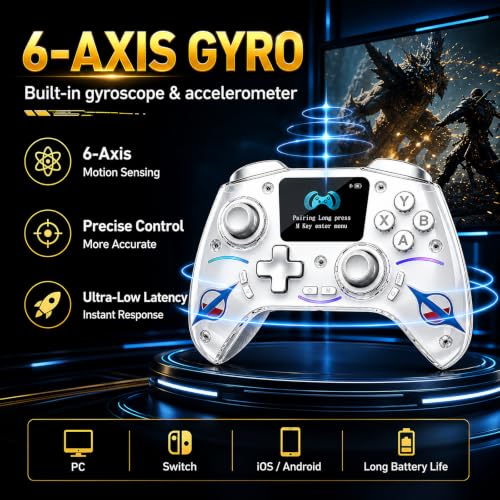 Morostron Wireless Controller for PC and Steam Games | Switch/Switch 2/iOS/Android Compatible, Interactive Screen, Hall Sticks, RGB, 1800mAh, Champagne - color: Champagne