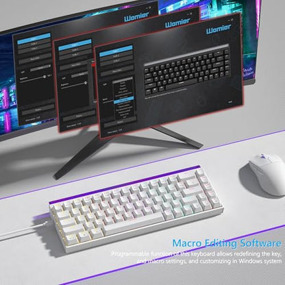 Womier 60% Percent Keyboard with Light Box,Wired Keyboard Gaming Mechanical | with MCA Keycaps,OEM Profile,Programable,64 Keys Hot Swap RGB Cream Key board for PC Computer WIN/MAC,WK68 PRO-White - color: WK68-White