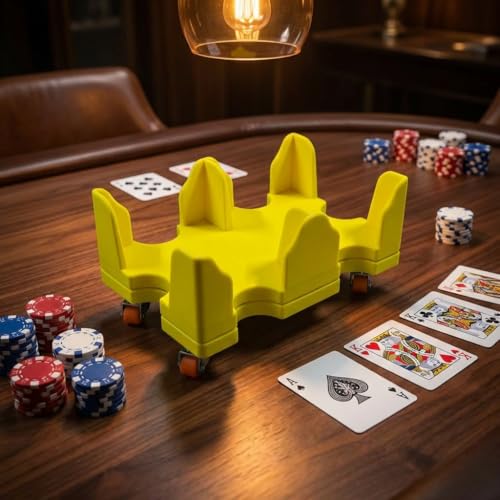 Card Holder Rotating 360°-4 Deck Playing Cards Tray Organizes | Multiple Decks for Canasta, Poker and More | Lightweight (4-Deck-Green)