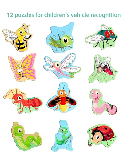Magnetic Puzzles for Toddlers 1-3, Travel Puzzles for Kids Ages 2-4, Animal Activities Toy Wooden Jigsaw Puzzles Book for Boys & Girls 3-5, Learning Magnet Present for Road Trip - style: Insect