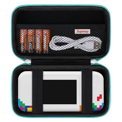 Supmay Hard Travel Case for My Arcade Atari Pocket Player Pro, Portable Video Game System Handheld Game Protection Case with Mesh Pocket for Batteries and USB-C Cable, Green - color: Green+Black