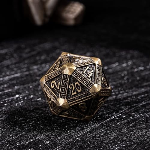 7-Piece Metal Dice Set - Mayan-Themed Zinc Alloy DND Dice for Tabletop Gaming, Gift, and Collecting - color: Mayan-themed-antique Bronze