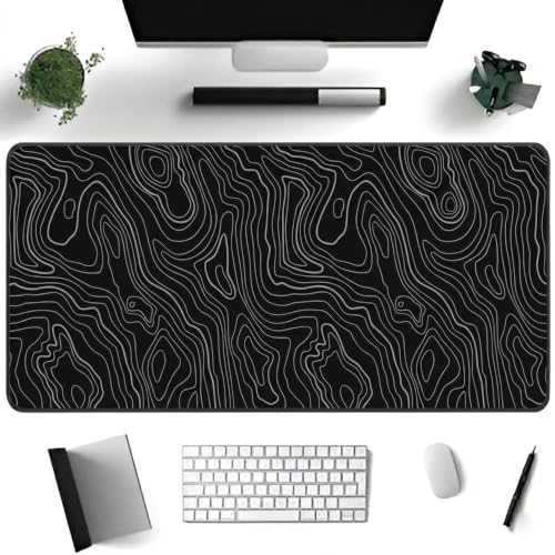Desk Mat Gaming Mouse Pads – Midnight Topography, Large 31.5 x 11.80 Inch Extended Gaming Mouse Pad, Large Desk Mat, Non-Slip Backing with Ultra-Smooth Surface for Gaming, Office & Home Desk - color: Midnight Topography, size: Large