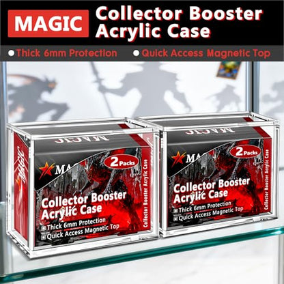 Kevenal MTG Collector Booster Box Case, Premium Magnetic Display for Sealed Magic Trading Card Boxes, 6mm Acrylic with Strong Seal, UV-Protection & Scratch-Resistant (2 PCS)