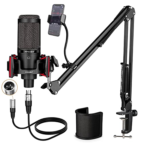 Condenser Microphone XLR,Professional Studio Recording Microphone for Computer PC,Cardioid Podcast Mic Kit with Boom Arm,Gaming Microphone for Streaming,ASMR,Singing,Voice Over,Vocal,YouTube,Zoom | 48V power required.XLR podcast mic for vocals, voiceovers