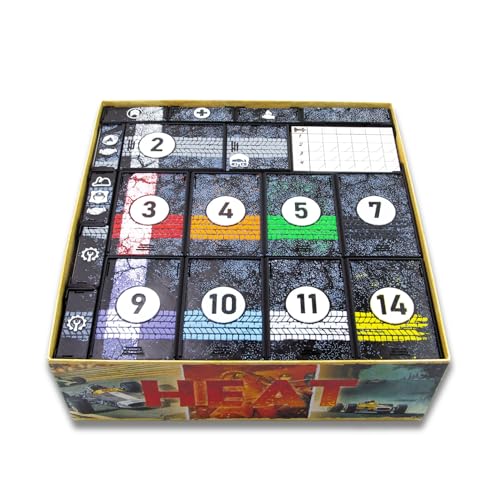 Organizer for Heat: Pedal to the Metal Unofficial – Fits Base Game + Heavy Rain, Tunnel Vision & Rocky Roads Expansions – Vertical Storage Safe - Supports Sleeved Cards