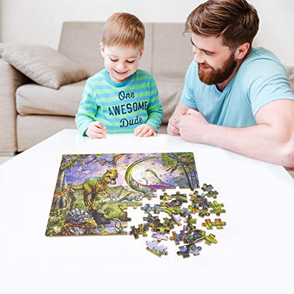 LELEMON Puzzles for Kids Ages 4-6,100 Piece Puzzles for Kids in Metal Box | Dinosaur Educational Kids Puzzles Jigsaw Puzzles,Children 100 Piece Puzzle Games Puzzle Toys for Girls and Boys - color: Dinosaur