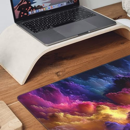 Extra Large Gaming Mouse Pad, Colorful Galaxy Cloud Design, Non-Slip Rubber Base, Washable, 35.4 x 15.7 - color: Fantasy scenery