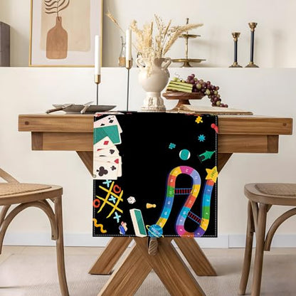 Game Night Decorations Table Runner Kids Adults Board Game Birthday Party Home Kitchen Dining Table Decor