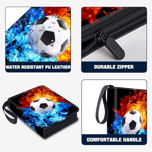Soccer Card Binder with Sleeves, 9-Pocket Trading Card Holder Card Collectors Album 900 Cards, Card Folder for EURO 2024 Soccer Baseball Football Sport Trading Cards,TCG,MTG,PTG Games - color: Soccer-900