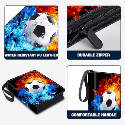 Soccer Card Binder with Sleeves, 9-Pocket Trading Card Holder Card Collectors Album 900 Cards, Card Folder for EURO 2024 Soccer Baseball Football Sport Trading Cards,TCG,MTG,PTG Games - color: Soccer-900
