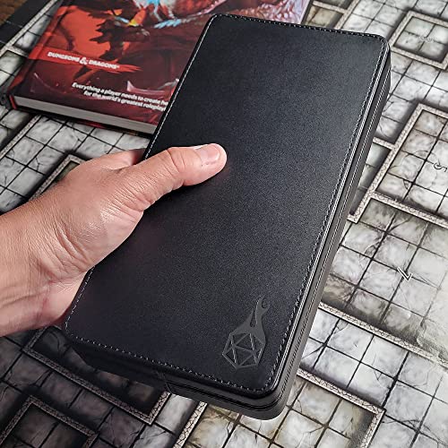 Forged Dice Co. Reliquary Large Divided Dice Case with Dice Tray for Polyhedral Dice Sets - 21 Felt-Lined Chambers - Magnetic Lid Closure - Metal Dice Storage Box - Black - color: Black