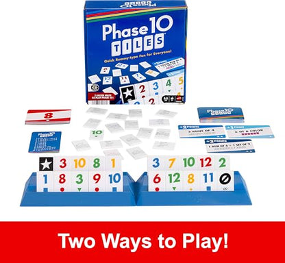 Mattel Games Phase 10 Tiles Game, Quick Family Rummy-Type Play with 32 Cards Featuring Unique Phases and Two Ways to Play, for 2-6 Players - style: Phase 10 Tiles