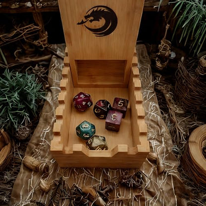 Bamboo Dice Tower, DND Dice Roller, Foldable Die Roller Castle | Magnetic Dice Tower for Dungeons and Dragons, Board Game, D&D Tabletop Game and RPG Games - style: Tower