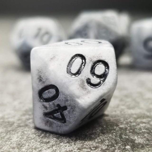 Sage’s Portal Stones DND Dice Set Acrylic Opaque 7-PC Polyhedral DND Dice Set for Dungeons and Dragons D&D Sage’s Cantrips RPG Tabletop TTRPG (Ancient Silver Stone) - color: Ancient Silver Stone