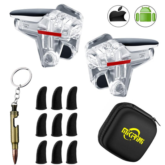 13 in 1 PUBG Mobile Phone Gaming Controller for Android Phone & iPhone | For Pubg/Call of Duty/Fortnitee, 6 fingers operation, Max Phone Thickness 13mm, with gaming finger sleeves & Organizer - color: White