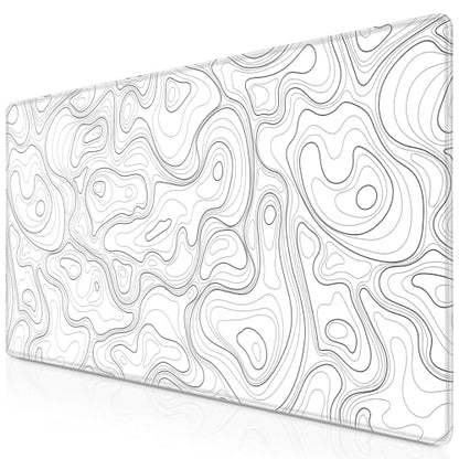 Canjoy Gaming Mouse Pad, Topographic Large Extended Mouse Pad 31.5x11.8inch | Full Desk Mousepad Keyboard Mat Big Large Mouse Pads for Desk Extended Computer Mat with Anti-Slip & Double Stitched - color: White Topographic, size: 800*300mm