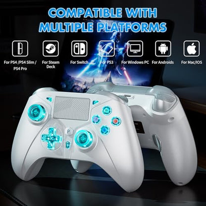 Wireless for PS5 Controller, Compatible with PS5/PS4/PC/iOS/Switch, 1000mAh Battery, Adjustable Turbo, Dual Shock Vibration, 6-Axis Motion Sensor, 3.5mm Headphone Jack for PlayStation 5 Controller