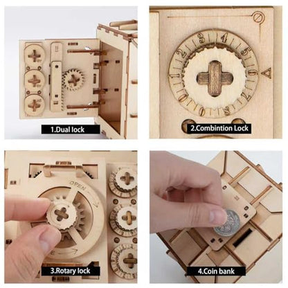 3D Wooden Puzzles for Adults, Safe Boxes, Brain Games Model Kit for Adults and Kids to Build, Mechanical Treasure Box Brain Teaser, Gifts for Adults and Teens (Safe Box) - color: Safe Box